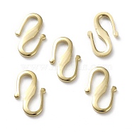 Brass S Hook Clasps, Long-Lasting Plated, Real 24K Gold Plated, 12x7.5x1mm(KK-L205-04G)
