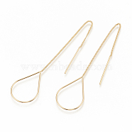 Brass Stud Earring Findings, Ear Threads, Teardrop, Cadmium Free & Nickel Free & Lead Free, Real 18K Gold Plated, 105~115mm(include pin length), 25x16.5mm, pin: 0.6mm(KK-S345-066)