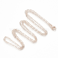 Brass Cable Chain Necklace Making, with Lobster Claw Clasps, Rose Gold, 32 inch(81.5cm)(MAK-T006-05RG)