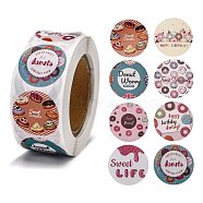 Self-Adhesive Paper Stickers, Gift Tag, for Party, Decorative Presents, Round, Colorful, Food Pattern, 25mm, 500pcs/roll(DIY-K027-D03)
