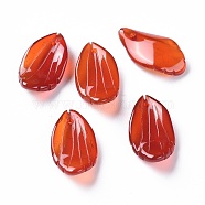 Natural Carnelian/Red Agate Pendants, Petal, Dyed & Heated, 21x11x4mm, Hole: 0.8mm(G-F697-C03)