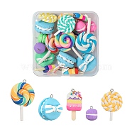20Pcs Handmade Polymer Clay Pendants, Ice Lolly & Macarons &  Lollipop, Mixed Color, 18~56x14~29x5~21mm, Hole: 2mm, 5 style, 4pcs/style(CLAY-FS0001-03)
