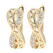 Brass Micro Pave Cubic Zirconia Hoop Earring, Hollow Infinity, Light Gold, 17x6.5x10.5mm(EJEW-D078-31KCG)