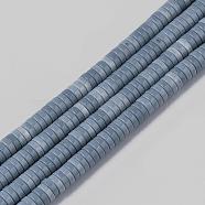 Natural Agate Beads Strands, Dyed, Heishi Beads, Flat Round/Disc, Light Steel Blue, 4x1mm, Hole: 1mm, about 250~329pcs/strand, 15.7 inch(G-T115-08I)