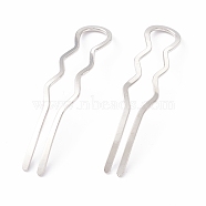 Rack Plating Brass Hair Forks, Twist U Shape Updo Hair Pins Clips, Hair Styling Accessories, Platinum, 71x20x1mm(OHAR-C004-01P)