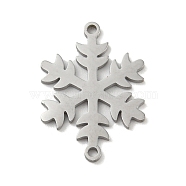 304 Stainless Steel Connector Charms, Christmas Snowflake Links, Stainless Steel Color, 19x13.5x1mm, Hole: 1.2mm(STAS-P344-03P)