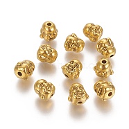 Tibetan Style Alloy Buddha Head Beads, Cadmium Free & Lead Free, Antique Golden, 9.5x10x9mm, Hole: 2mm, about 390pcs/1000g(TIBEB-7056-AG-LF)