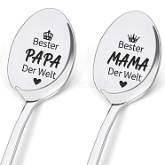 Stainless Steel Spoons Set, Including 2 Spoons with Word, Stainless Steel Color, Word, 196x32mm, 2pcs/set(AJEW-WH0160-031)