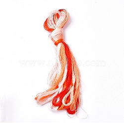 Real Silk Embroidery Threads, Friendship Bracelets String, 8 Colors, Gradient color, Orange Red, 1mm, 20m/bundle, 8 bundles/set(OCOR-D012-01F)