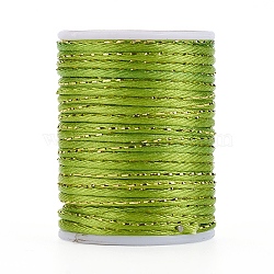 Polyester Cord, with Gold Metallic Cord, Chinese Knotting Cord, Lime, 1.5mm, about 4.37 yards(4m)/roll(OCOR-G006-01-1.5mm-14)