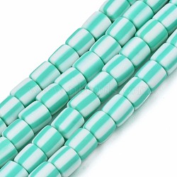 Handmade Polymer Clay Bead Strands, Column, Turquoise, 6x6mm, Hole: 1.5mm, about 63pcs/strand, 15.55 inch~15.94 inch(39.5~40.5cm)(CLAY-T020-12C)