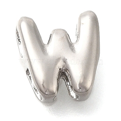 304 Stainless Steel Slide Charms, Stainless Steel Color, Letter W, 8x8x4.5mm, Hole: 3x1.5mm(STAS-B075-37P-W)