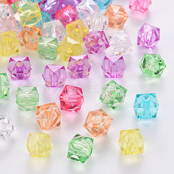 Transparent Acrylic Beads, Faceted, Cube, Mixed Color, 10x10x8mm, Hole: 1.5mm(X-TACR-Q259-10mm-V)