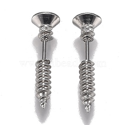 PVD Vacuum Plating 304 Stainless Steel Unisex Punk Hip-hop Rock Nail Shape Screw Pierced Stud Earrings, Light Grey, 25.5x7mm, Pin: 1mm(EJEW-F261-01A)