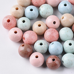 Antique Style Opaque Acrylic Beads, Round, Mixed Color, 10mm, Hole: 2mm(X-SACR-N007-A-M)