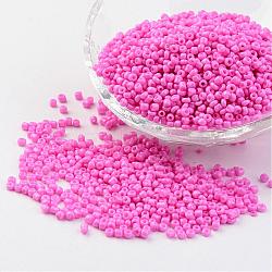 12/0 1.5~2mm Baking Paint Glass Seed Beads Loose Spacer Beads, Hot Pink Hole: 0.5~1mm, about 2890pcs/50g(X-SEED-S001-K2)
