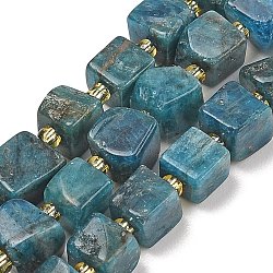 Natural Apatite Beads Strands, Cube, with Seed Beads, 6~7.5x6~7.5x6~7.5mm, Hole: 1~1.2mm, about 42~44pcs/strand, 14.96~15.55''(38~39.5cm)(G-G053-B18-03)