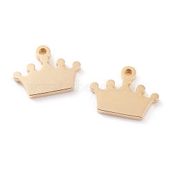 Ion Plating(IP) 304 Stainless Steel Charms, Laser Cut, Crown, Golden, 11x14x1.5mm, Hole: 1.4mm(STAS-Y002-10G)