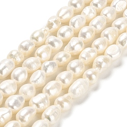 Natural Cultured Freshwater Pearl Beads Strands, Two Sides Polished, Grade 3A+, Floral White, 6~8x5.5~6.5mm, Hole: 0.5mm, about 44~45pcs/strand, 13.98~14.17 inch(35.5cm)(PEAR-E016-084)