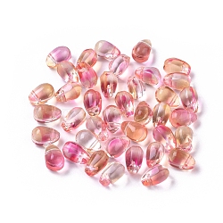 Transparent Glass Charms, Teardrop, Gold, 9x6x6mm, Hole: 0.8mm(X-GLAA-L027-L06)