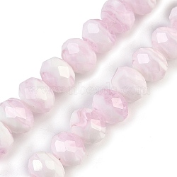 Handmade Lampwork Beads Strands, Faceted, Rondelle, Lavender Blush, 10x7.5mm, Hole: 1.6mm, about 60pcs/strand, 17.72''(45cm)(LAMP-T007-13K)