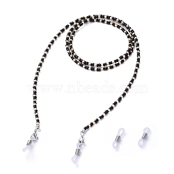 Eyeglasses Chains, Neck Strap for Eyeglasses, with Alloy Lobster Claw Clasps, Glass Seed Beads and Rubber Loop Ends, Black, 30.7 inch(78cm)(AJEW-EH00053-01)