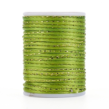 Polyester Cord, with Gold Metallic Cord, Chinese Knotting Cord, Lime, 1.5mm, about 4.37 yards(4m)/roll