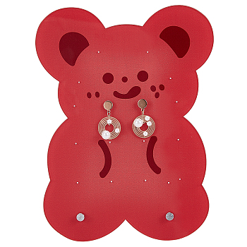 Acrylic Earring Display Frame, with Platinum Tone Iron Findings, Bear, Brown, 20.5x15.4x0.3cm, Hole: 0.52cm, 5pcs/set