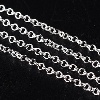 Iron Rolo Chains, Belcher Chain, with Spool, Unwelded, Lead Free, Silver, 2x1mm, about 328.08 Feet(100m)/roll