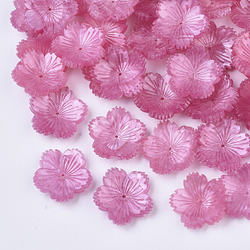 5-Petal Plastic Bead Caps, Plum Blossom, Orchid, 18.5~19.5x19~20x6mm, Hole: 1mm