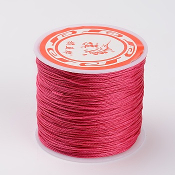 Round Waxed Polyester Cords, Deep Pink, 0.6mm, about 76.55 yards(70m)/roll
