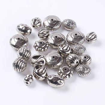 Antiqued Acrylic Beads, Assorted Shape, Antique Silver Plated, Size: about 12~22mm long, 12~16mm wide, 12~16mm thick, hole: 2~3mm, about 200pcs/500g