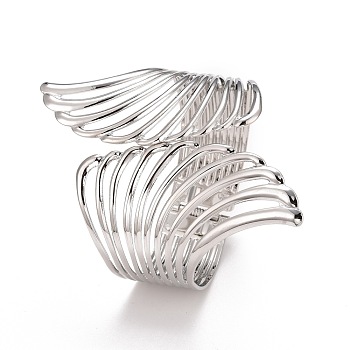 Alloy Hollow Wing Wrap Cuff Bangle, Chunky Wide Hinged Open  Bangle for Women, Platinum, Inner Diameter: 2-1/8x2 inch(5.35x5.2cm) 
