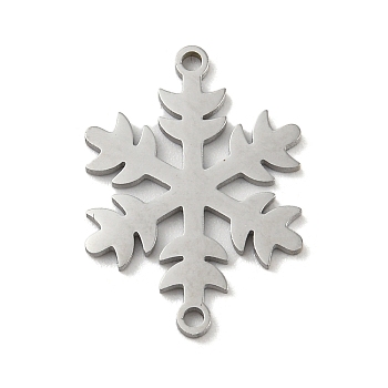 304 Stainless Steel Connector Charms, Christmas Snowflake Links, Stainless Steel Color, 19x13.5x1mm, Hole: 1.2mm