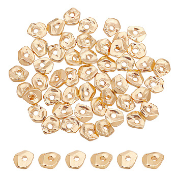 BENECREAT 50Pcs Brass  Beads, Nuggets, Golden, 5.5x6x2mm, Hole: 1.2mm, about 50pcs/bag, 1 bag/box