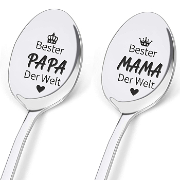 Stainless Steel Spoons Set, Including 2 Spoons with Word, Stainless Steel Color, Word, 196x32mm, 2pcs/set