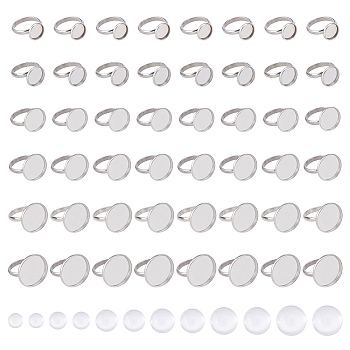 DIY Blank Dome 304 Stainless Steel Finger Rings Making Kits, Stainless Steel Color, Tray: 10~20mm, Inner Diameter: 17~19mm