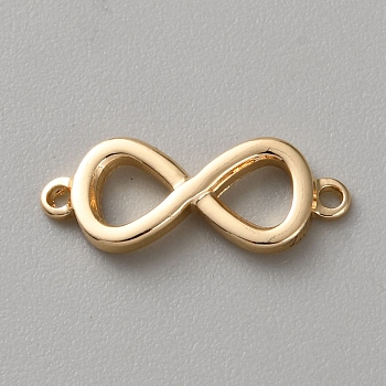 Brass Connector Charms, Infinity Links, Golden, 16.5x6.5x2mm, Hole: 0.8mm