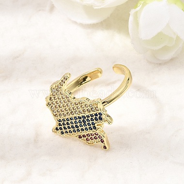 Brass Micro Pave Cubic Zirconia Cuff Open Rings(CU-CBA04DC-01G)-1