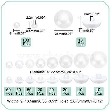 Pandahall Elite 340 pièces 10 ensembles de boutons à tige en plastique(BUTT-PH0001-22)-2