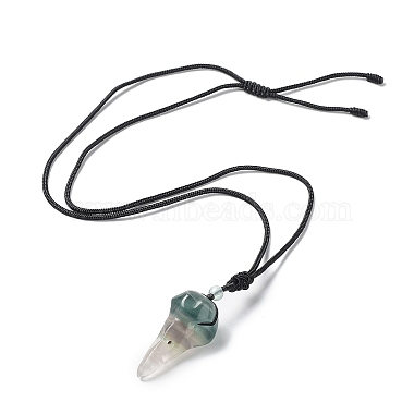 Natural Fluorite Plague Doctor Pendant Necklace with Nylon Rope(NJEW-H009-01-02)-2