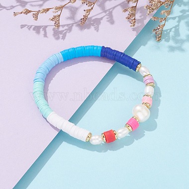 Bracelets extensibles en perles heishi en pâte polymère(BJEW-JB06027-01)-5