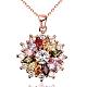 Real Rose Gold Plated Brass Cubic Zirconia Flower Pendant Necklaces(NJEW-BB04540)-1