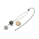 Pierre de lune blanche naturelle et strass en alliage décorations de pendentif en perles rondes(HJEW-JM00806)-2
