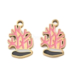 304 Stainless Steel Enamel Pendants, Ion Plating(IP), Golden, Coral Charms, 15x9.5x1.5mm, Hole: 1.5mm(SA-CBA7876-29G-07)