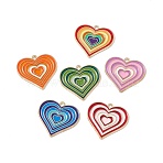 Alloy Pendants, with Enamel, Heart Charm, Golden, Random Color, 25x26x1.5mm, Hole: 1.8mm(ENAM-H039-11G)