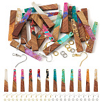 DIY Trapezoid Dangle Earrings Making Kit, Including Resin & Walnut Wood Pendants, Brass Earring Hooks & Jump Rings, Mixed Color, 104Pcs/box(DIY-TA0009-05)