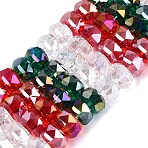 Electroplate Transparent Glass Beads Strands, Rondelle, Faceted, Mixed Color, 7.5~8.5x5~5.5mm, Hole: 1~1.4mm, about 48~50pcs/strand, 10.24~10.63 inch(26~27cm)(EGLA-N022-15A-B03)
