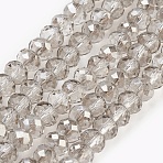 Electroplate Glass Beads Strands, Half Plated, Faceted, Rondelle, Gainsboro, 6x4~5mm, Hole: 0.8~1mm, about 80~85pcs/strand, 36~38cm(X-GLAA-K027-HP-A01)