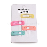 Rectangle Spray Painted Iron Snap Hair Clip for Girls, Mixed Color, 10.5x31.5x3mm, 4pcs/card(PHAR-A011-17)